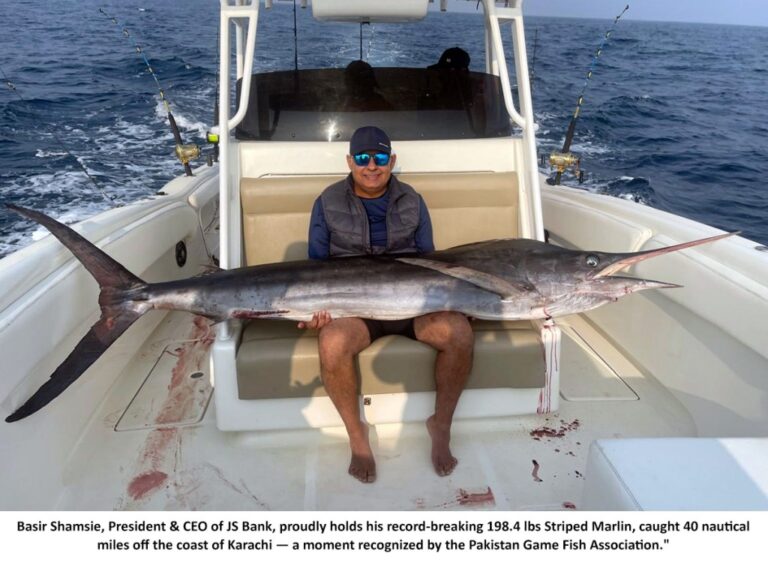 Basir Shamsie Breaks National Record for Striped Marlin by Pakistan Game Fish Association