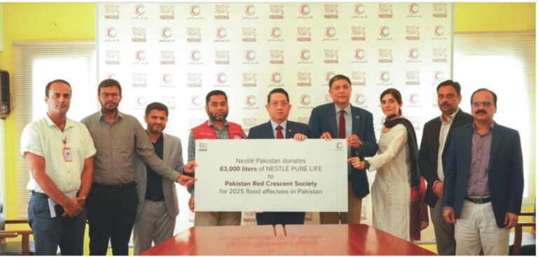 Nestlé Pakistan extends 63000 liters of water to Pakistan Red Crescent Society for flood relief efforts under employee donation drive