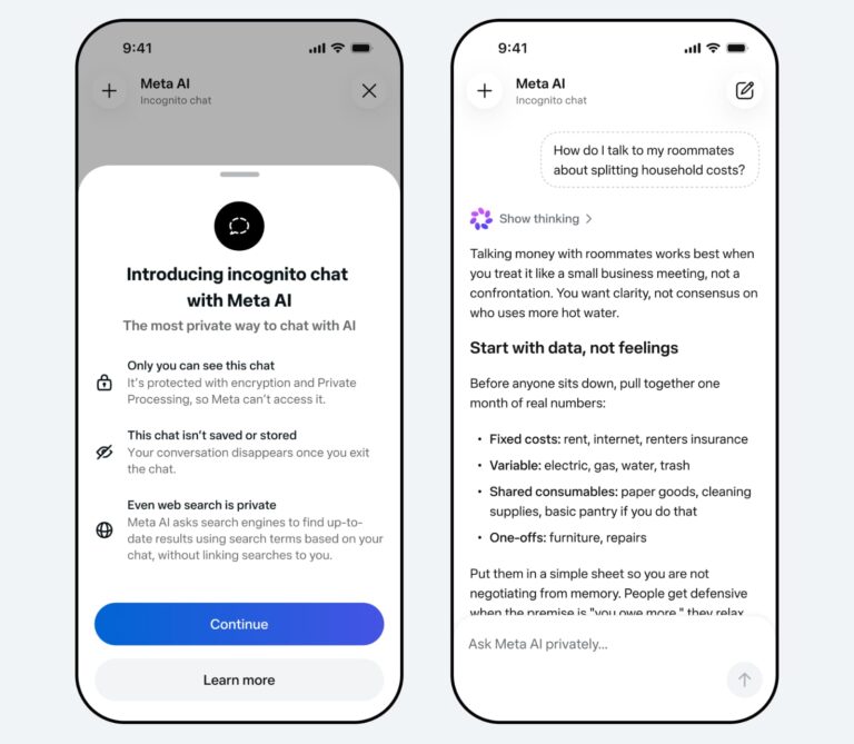 Introducing Incognito Chat with Meta AI: A completely private way to chat with AI