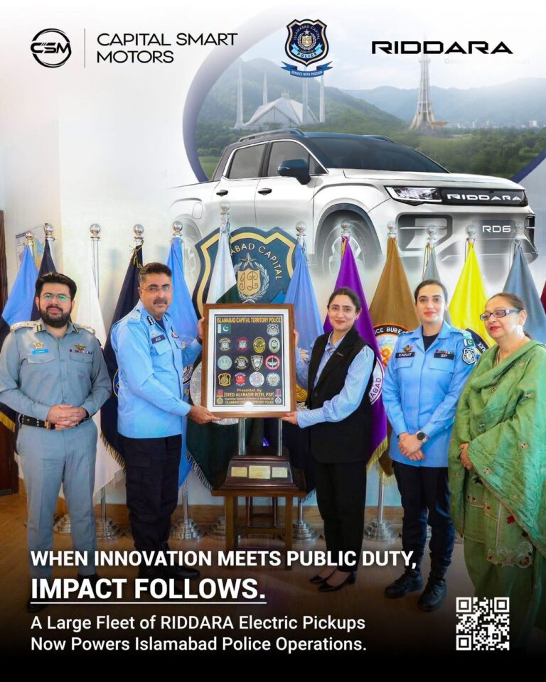 Islamabad Police Adds RIDDARA All Electric Pickups in Push for Greener Fleets