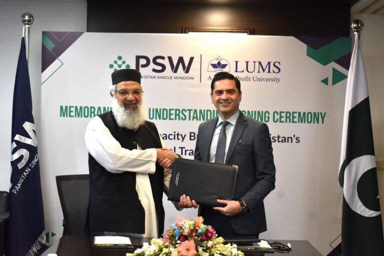 Pakistan Single Window and LUMS Sign MoU to Strengthen Capacity Building and Research in Trade Facilitation