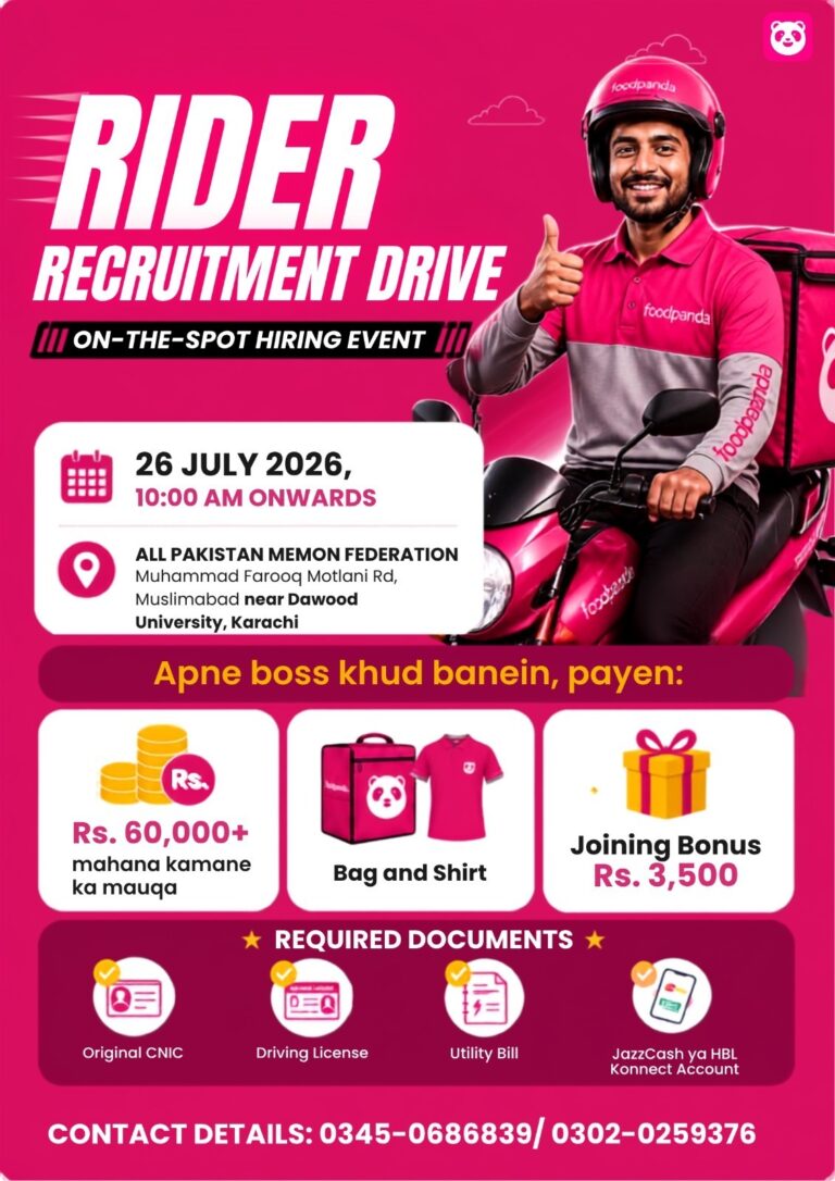 foodpanda Announces Major On-the-Spot Rider Recruitment Drive in Karachi with Lucrative Benefits and Exclusive Prizes